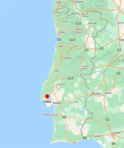 Mapa com a localização de Lisboa