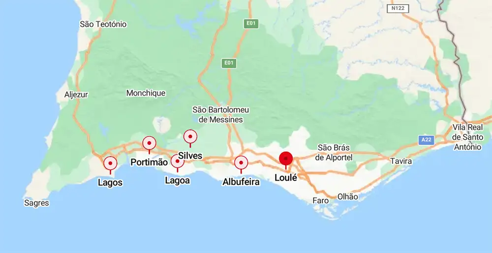 Mapa de Loulé no Faro