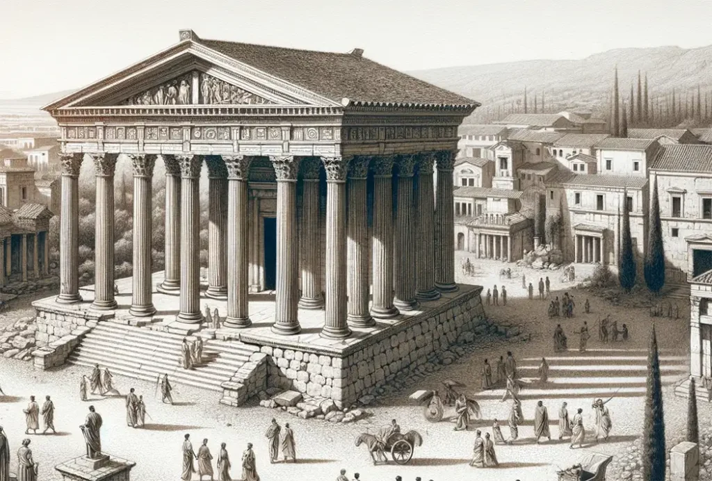Representação dum Templo Romano no século I