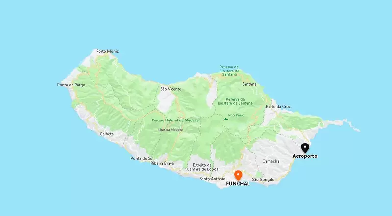 Mapa da Ilha da Madeira