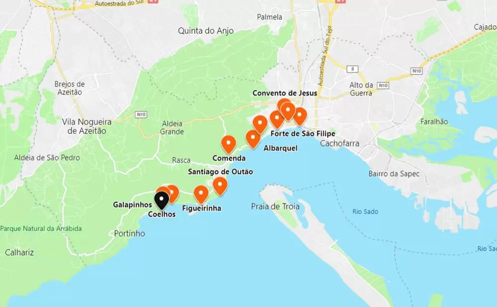 Mapa da Praia dos Coelhos