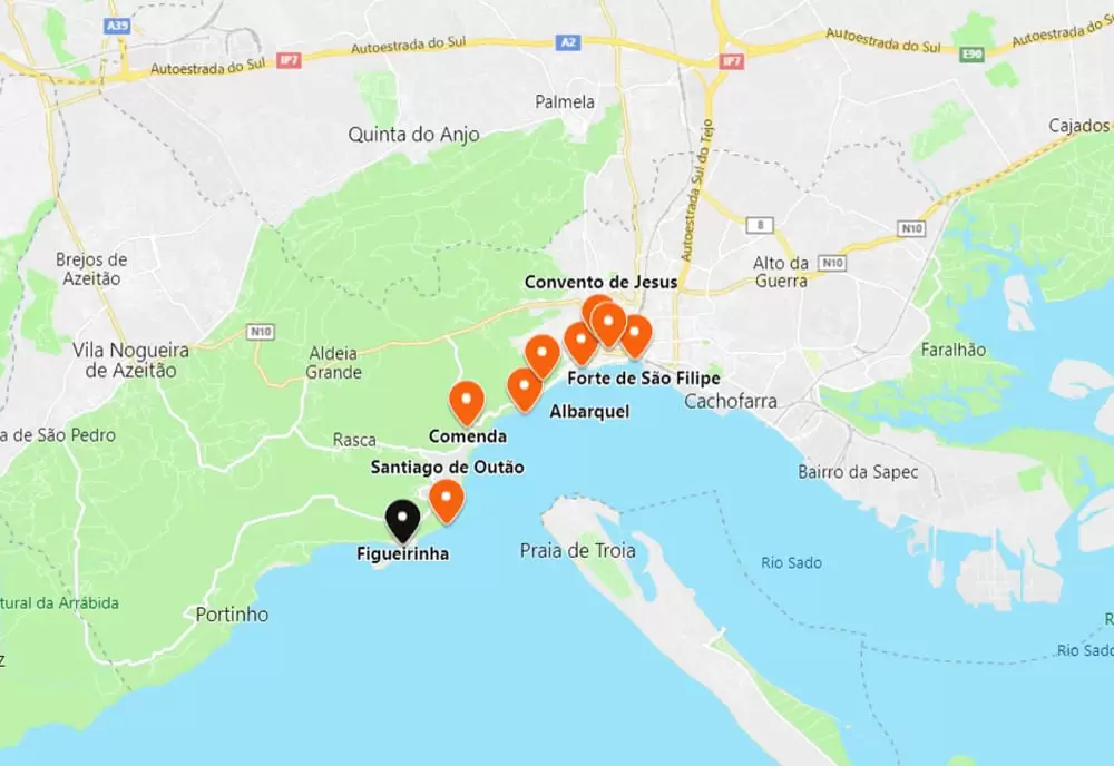 Mapa da Praia da Figueirinha
