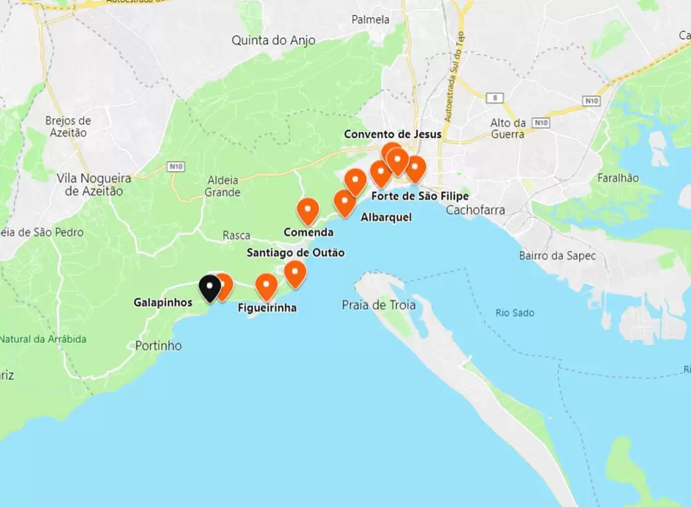 mapa da Praia de Galapinhos
