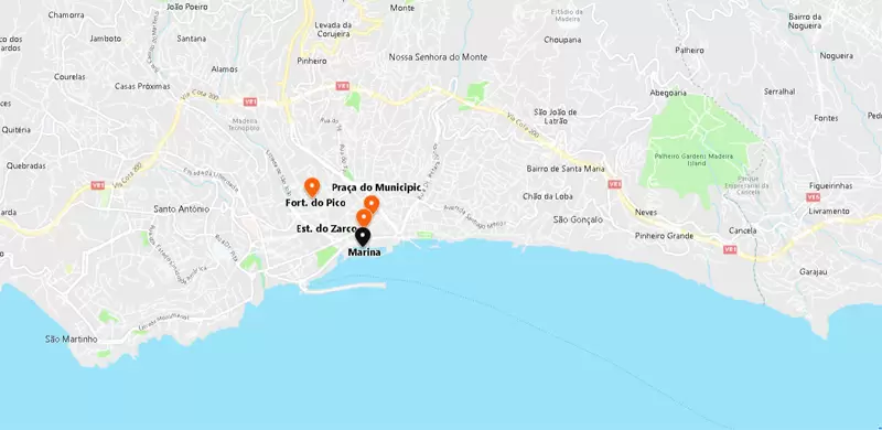 Mapa da Marina do Funchal