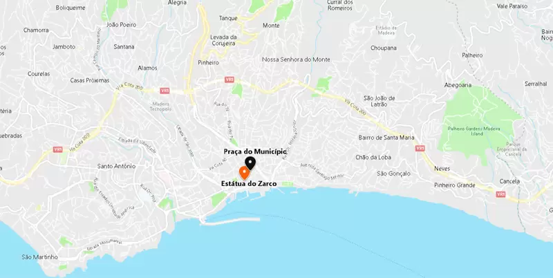 mapa - Paços do Concelho do Funchal