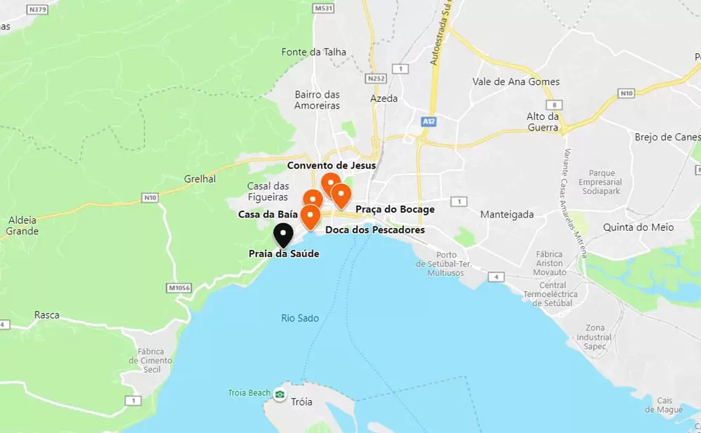 mapa com a localização da Praia da Saúde